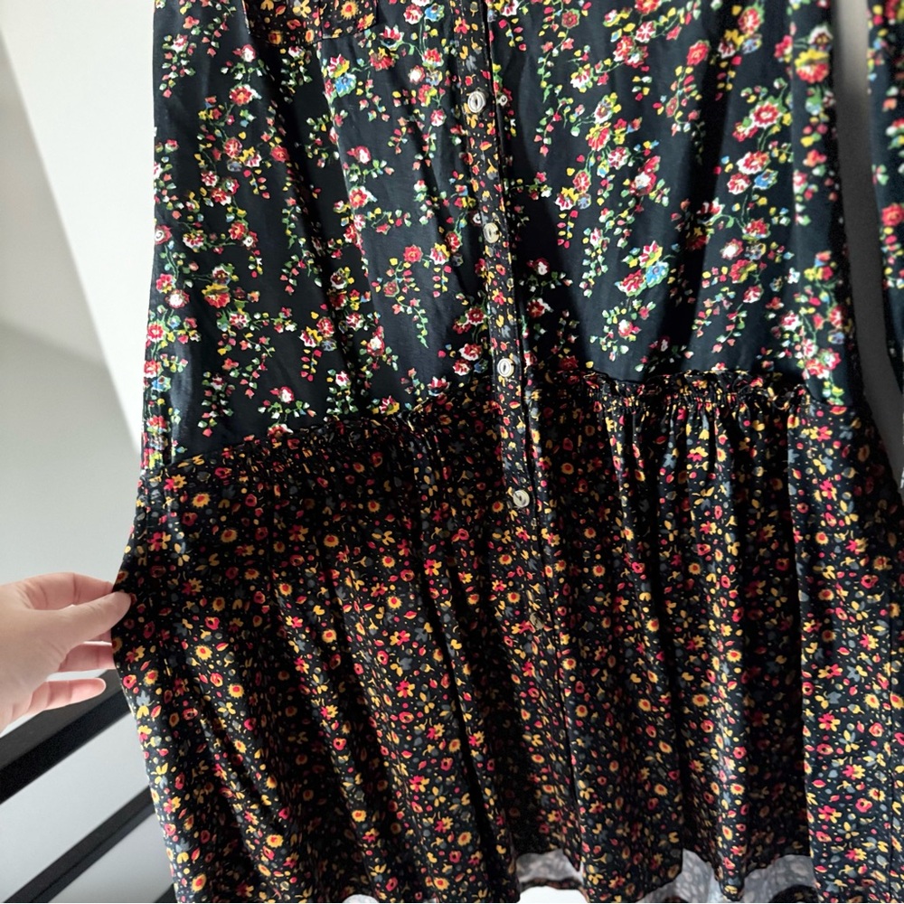 Anthropologie Maeve Floral black Tunic Dress 0 - Picture 12 of 15